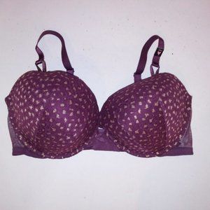 Victoria Secret Bra 40DD Push Up Berry Gold Lace Metallic Shimmer Underiwire New
